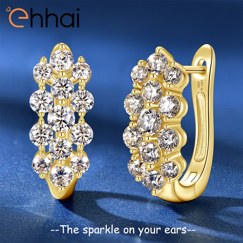 

Сертифицированные серьги-кольца Ehhai GRA круглой огранки с муассанитом U-образной формы для женщин, серьги из стерлингового серебра 925, ювелирные изделия Pendientes