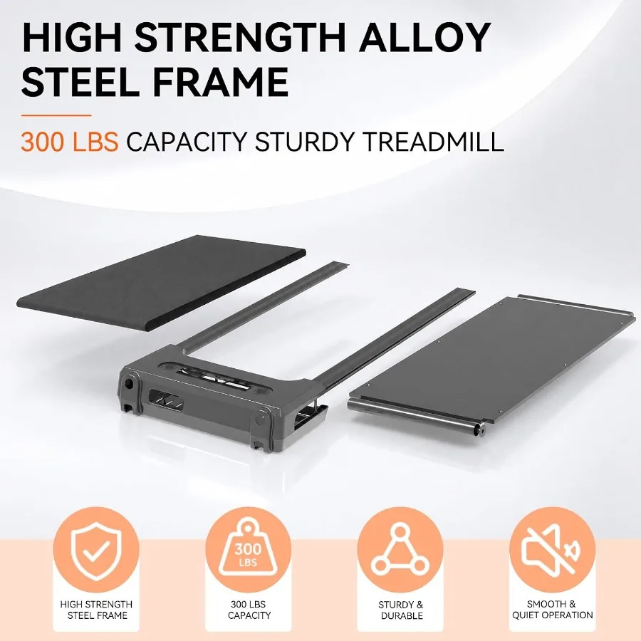 Under Desk Treadmill for Home Office Use, Steel Frame, Black, 2.25HP Motor with 300 LBS Weight Capacity