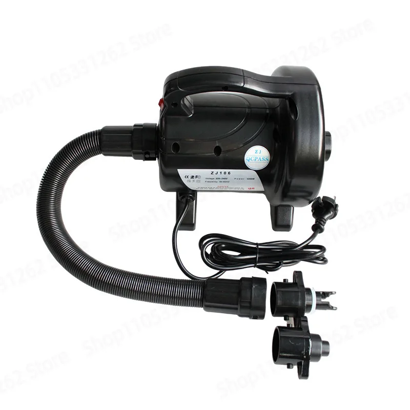 1200W Portable Inflatable Boat Pump, Electric Air Inflator for Raft Kayak, Multi Valve Adapter Outdoor Pump