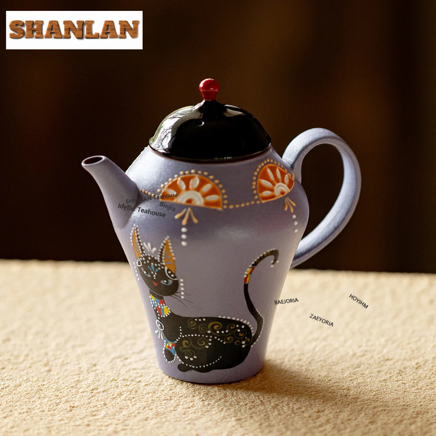 

150ml Gilt Silver Hand-painted Cat Teapot Ancient Tea Infuser Pot Tea Maker Kettle With Ball Hole Kung Fu Tea For Tea Ornaments