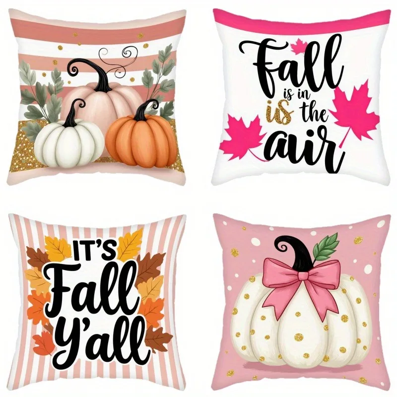 

Home Decor Pumpkins & Fall Sayings Decorative Pillows Pattern Cushion Cover Suitable For Sofa Bedroom Car Pillow Cover