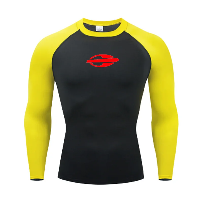 Men Surfing Sun Protection Diving Suit Anti Rash T-Shirt Swimsuit Tight Fitting Shoulder Insert Long Sleeved UV Resistant