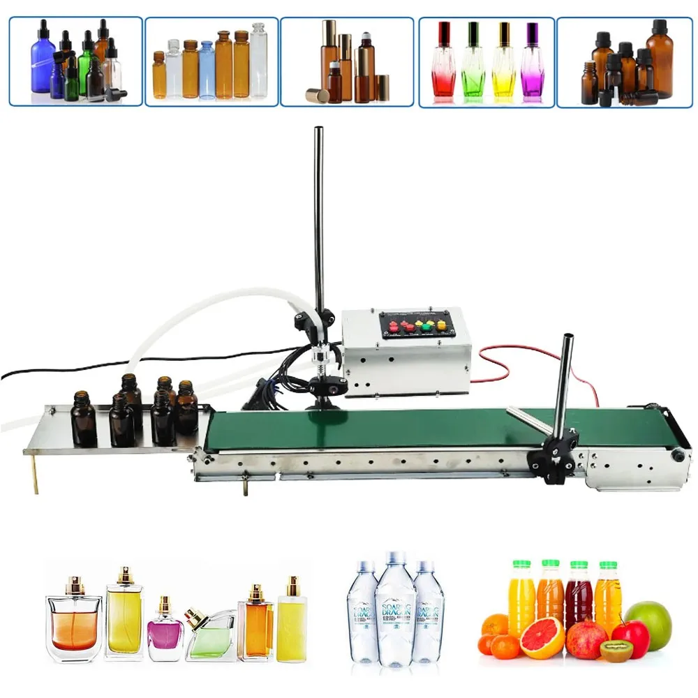 Máquina de llenado automático de aceite esencial, con cinta transportadora, líquido de aceite de oliva, agua, alta precisión, resistente al calor