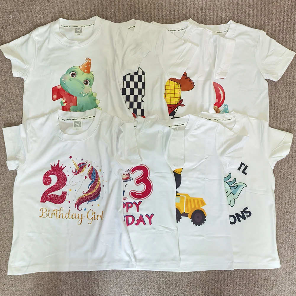

1 Pcs Random Pattern Kids Cartoon Anime T Shirts for Baby O-Neck Printing T-shirts Girls Party Tshirt Unicorn Clothes Gifts Tops
