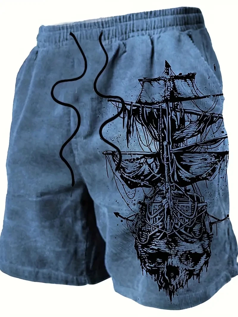 Pantaloni da spiaggia da uomo Skeleton Corsair pantaloncini da uomo stampati in 3D pantaloncini traspiranti Casual estivi abbigliamento da uomo