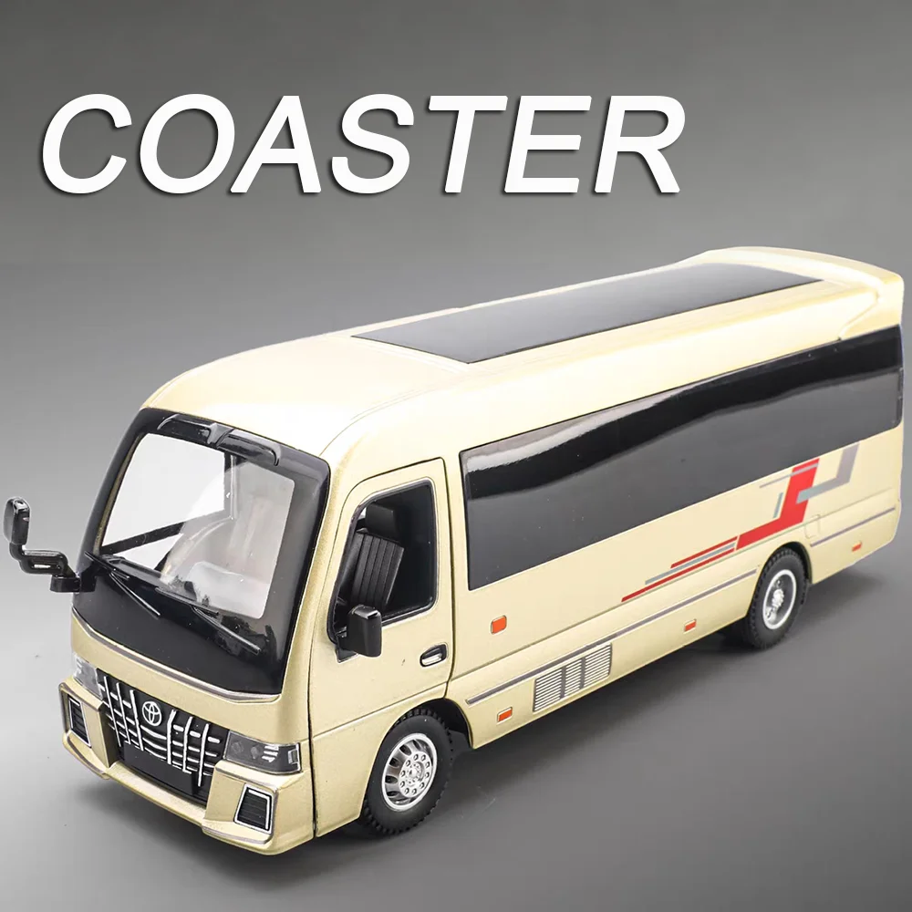 1:33 escala coaster carros liga brinquedos diecast modelos roda puxar para trás ônibus de negócios em miniatura luz som veículos coletar lembranças