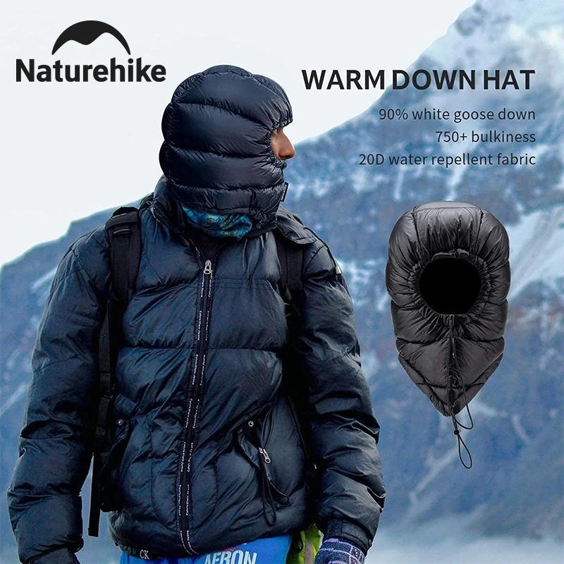 

Naturehike, холодная зимняя теплая шапка на гусином пуху, уличная ветрозащитная спортивная шапка на шнурке, лыжная альпинистская походная шапка
