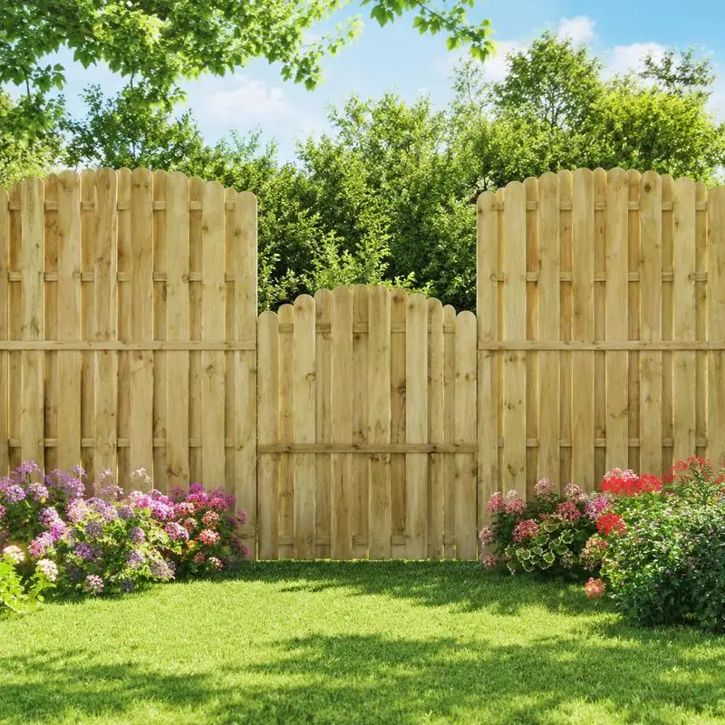 Portail de jardin cintrée en pin massif, robuste et durable, pour entrée de cour, clôture de jardin, patio, 100x125 cm. Portail d'entrée extérieur idéal pour la clôture de la cour et la gestion de l'accès.