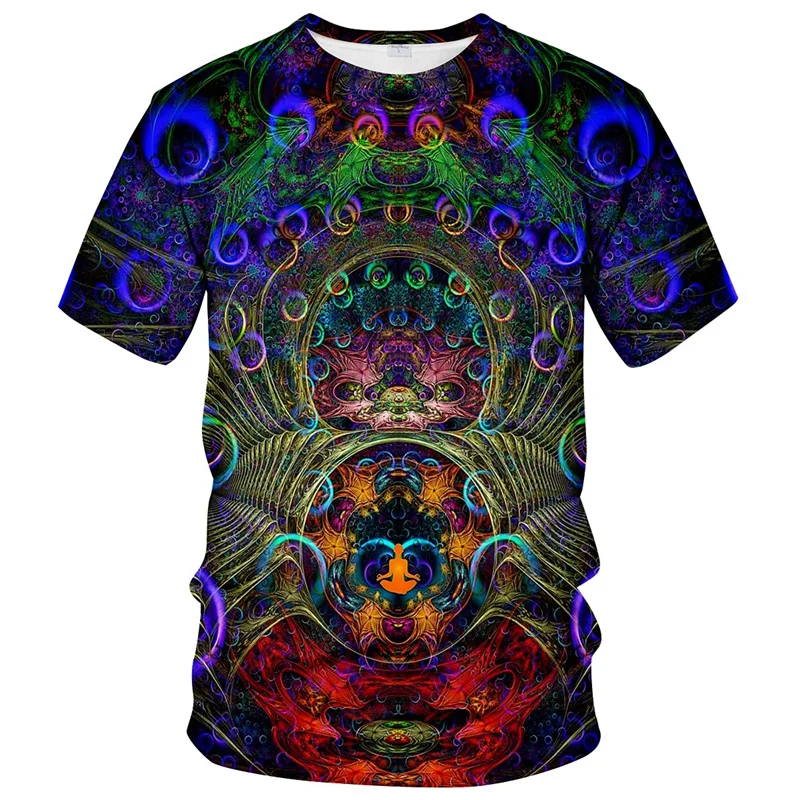 Buntes trippy T-Shirt für Männer 3d gedruckte Malerei coole Designs T-Shirt T-Shirts Sommer lässig Fitness studio Kurzarm bequem