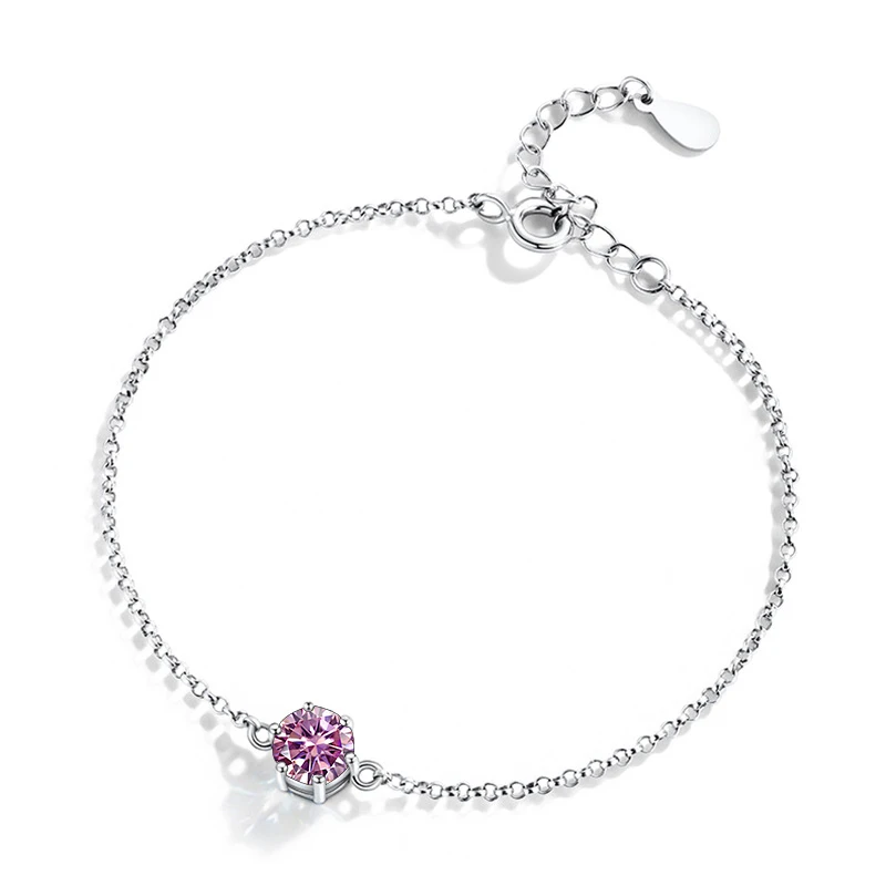 JoyceJelly Women\'s Sterling 925 Silver Bracelet 1 ct D color Moissanite Female Classic Six Claw Luxury Jewelry Anniversary Gift