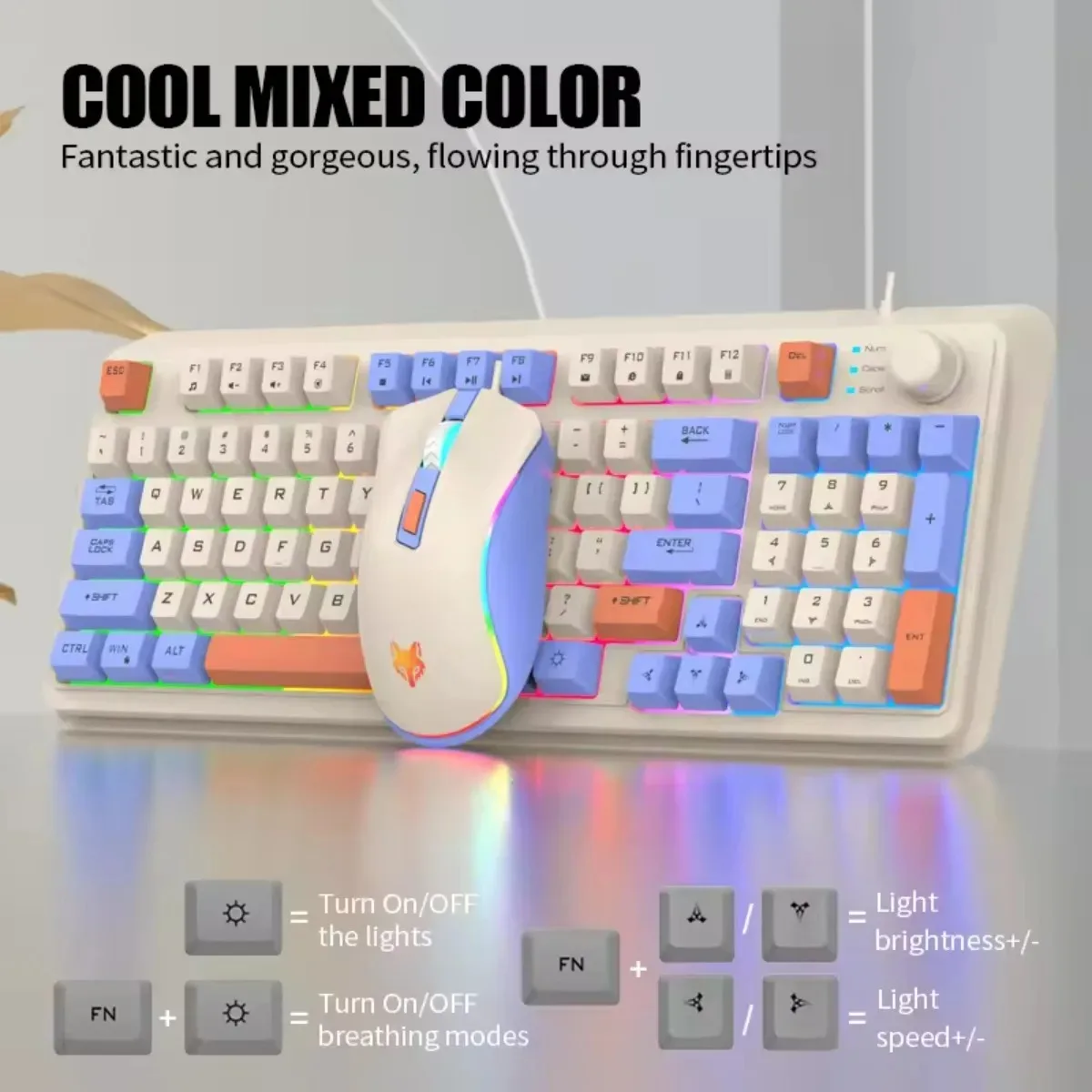 

Wired Gaming Keyboard and Mouse Set USB Mechanical Feel Illuminated 94-key Keyboard for Desktop PC/Notebook Game Accessories