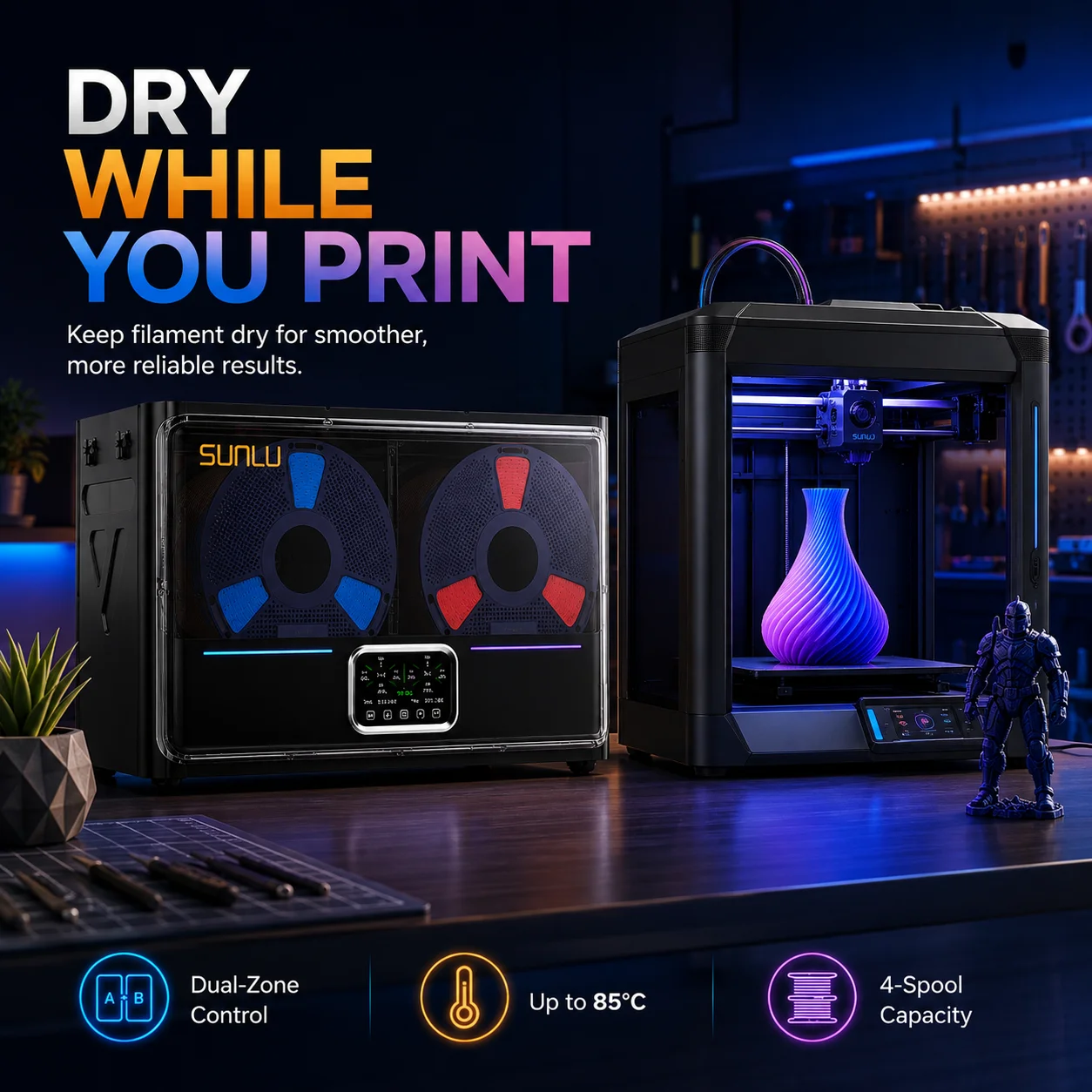 S4 Pro Filament Dryer 4-Spool - Petg Filament review and price