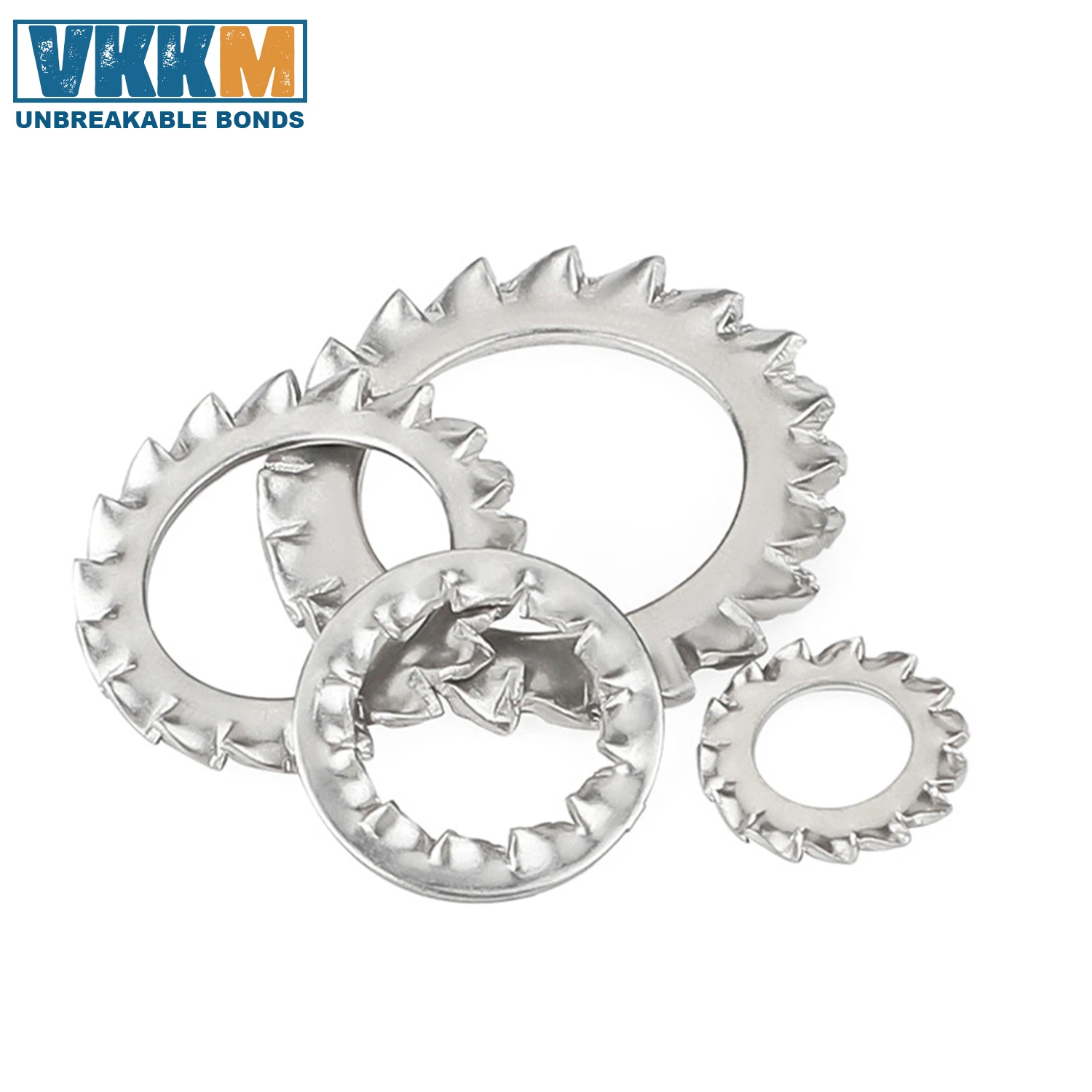 Stainless Steel Locking Gasket, Outer and Inner Serrated Gasket,  Multi-tooth Anti-skid, Anti-return and Anti-loose Gasket M2-M8