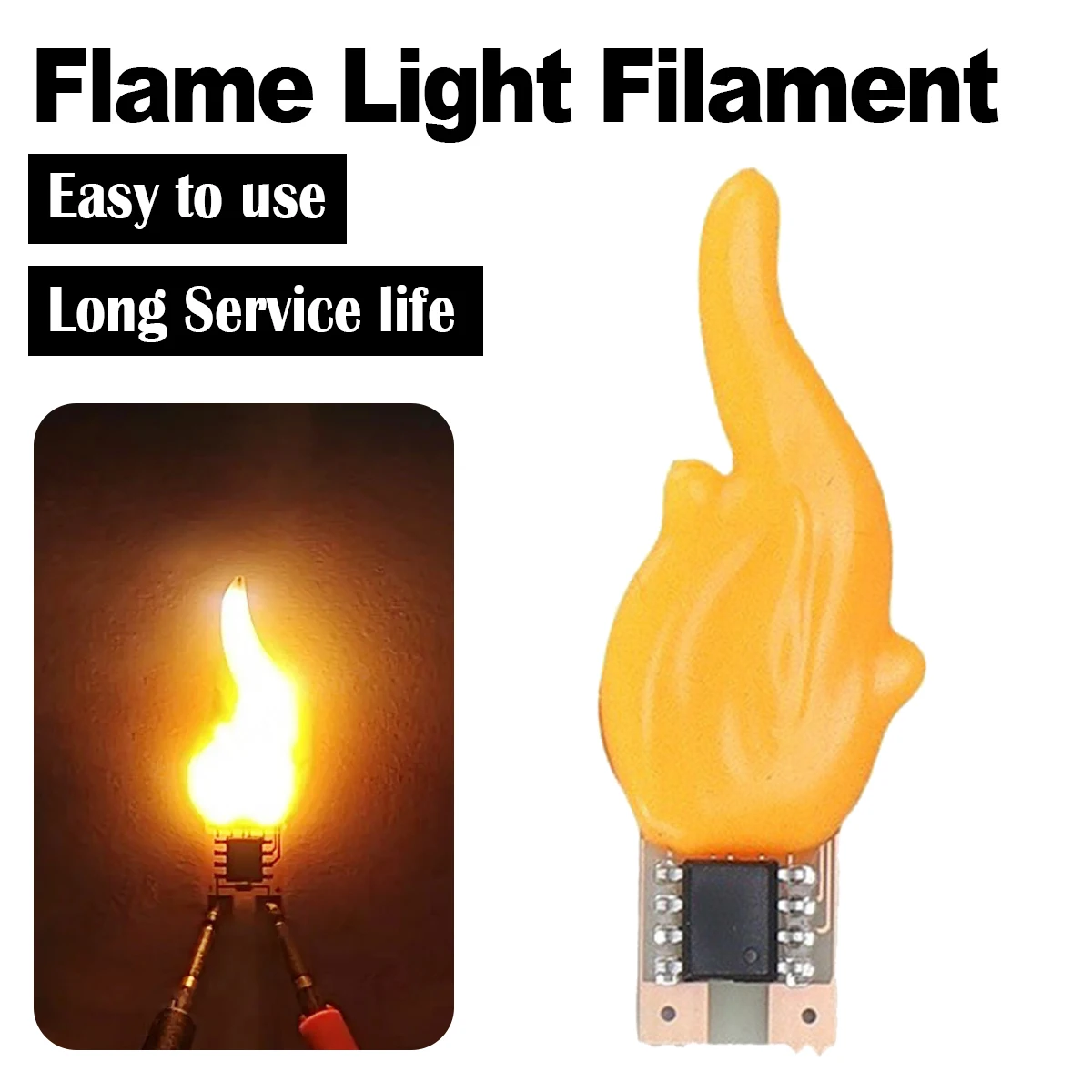 

5 шт. светодиодных ламп-имитаций пламени 3В, 1800-2200К, 0.5Вт, COB LED, реалистичное мерцающее теплое свечение, имитация свечи, для декора на день рождения и вечеринки