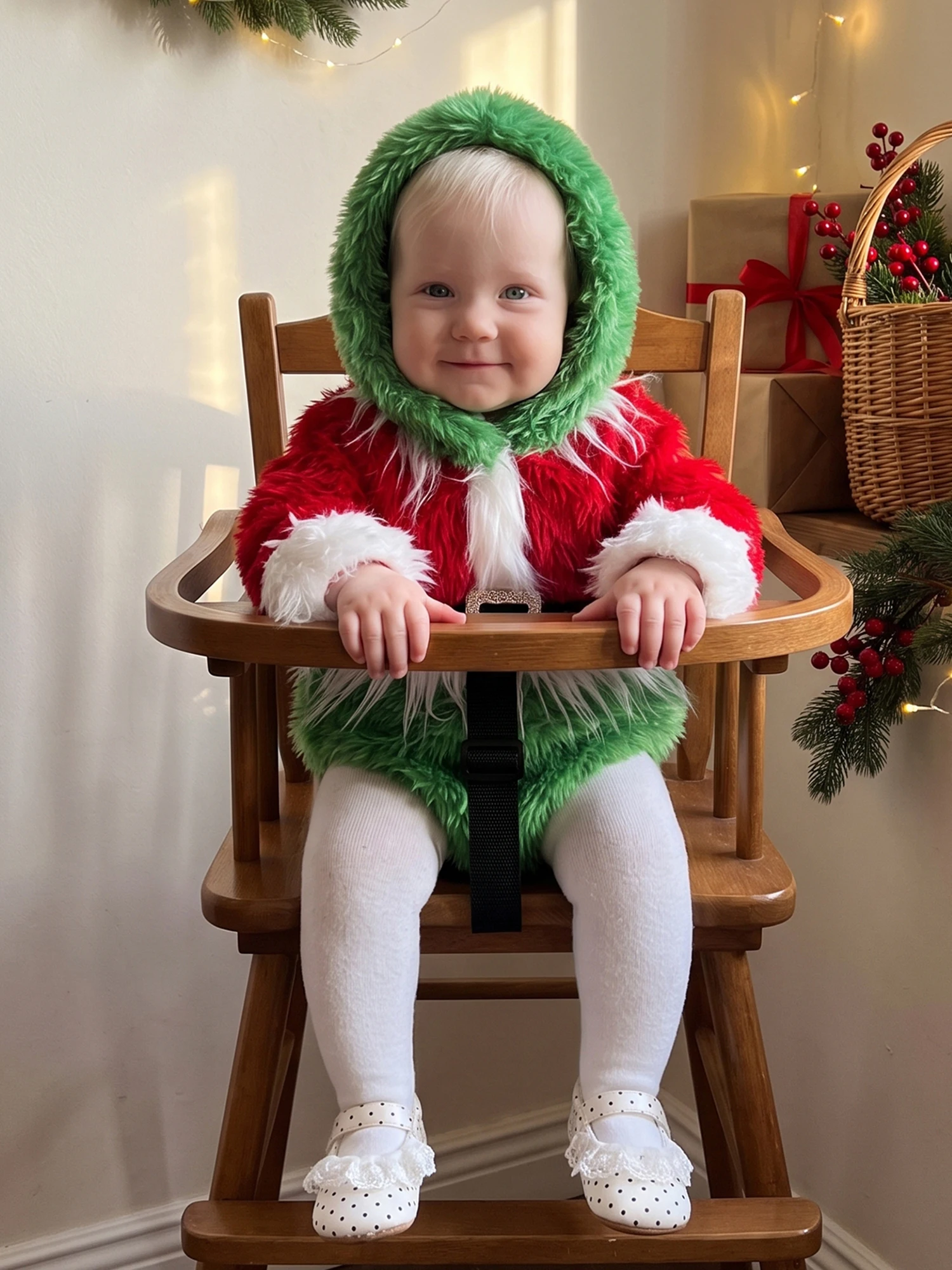 Baby Contrast Color Contrast Romper Hooded Girl Christmas Sleeve Romper Long Baby Contrast Color Baby Girl Christmas