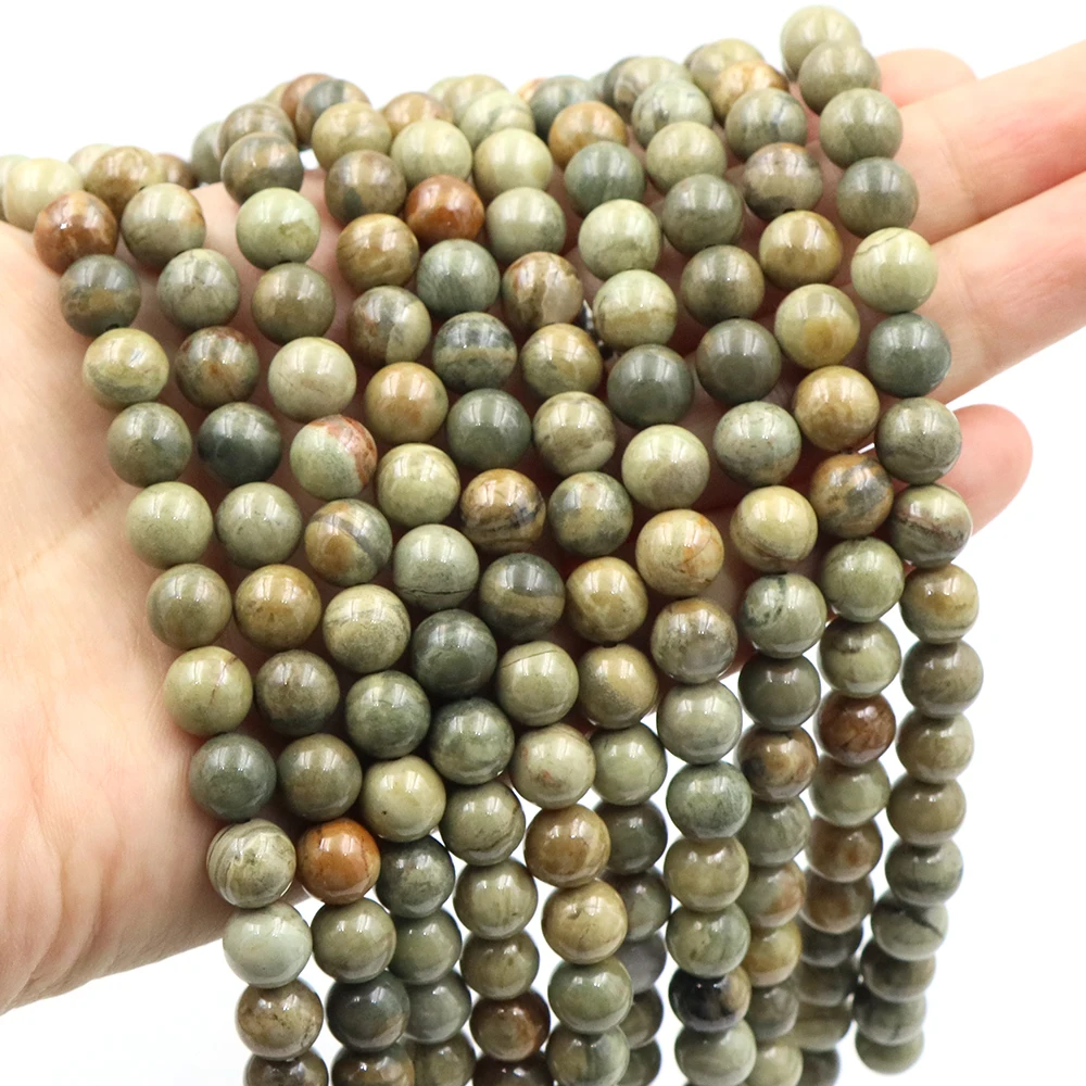 Natural Stone Silver Leaf Jasper Bead Astrophyllite Round Loose Spacer 4 6 8 10mm Jewelry Making Diy Bracelet Necklace Accessory