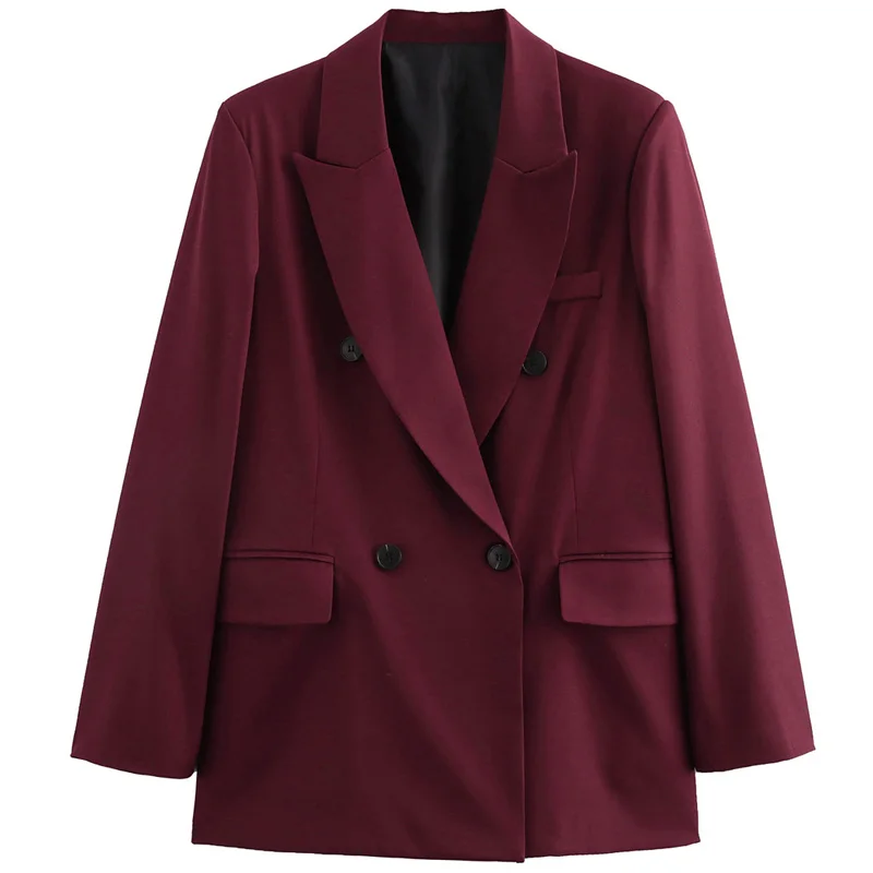 HXAO 2025 Women's Red Blazers Office Wear Woman Elegant Burgundy Fitted Outerwears Chic Suit Jacket High Quality Women's Blazer
