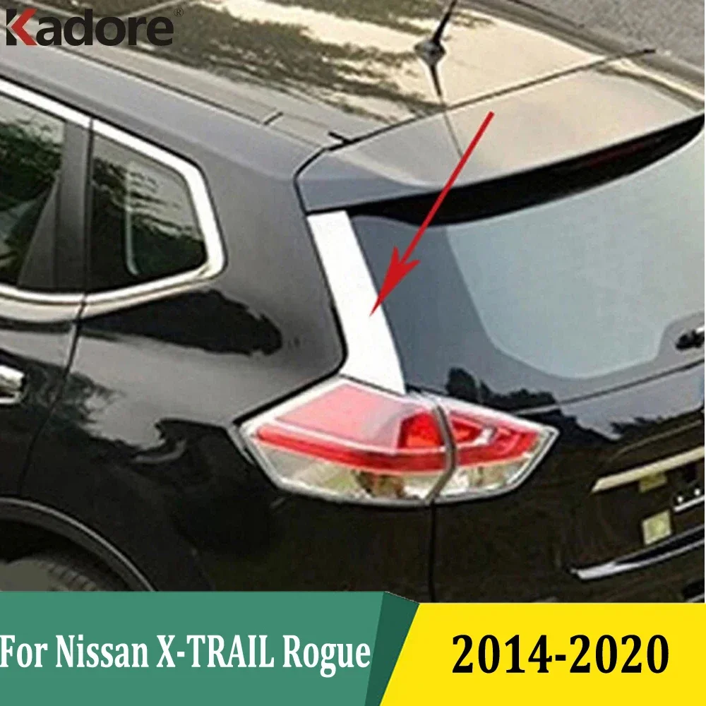 

For Nissan Rogue X-Trail 2014-2017 2018 2019 2020 Chrome Rear Side Window Spoiler Pillar Molding Cover Trim Accessories