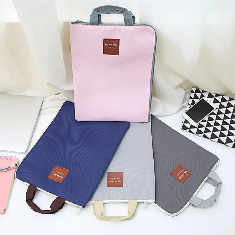 Borsa per laptop alla moda con cerniera Borsa per documenti A4 multistrato in tela Borsa per documenti ufficiale in tessuto di nylon