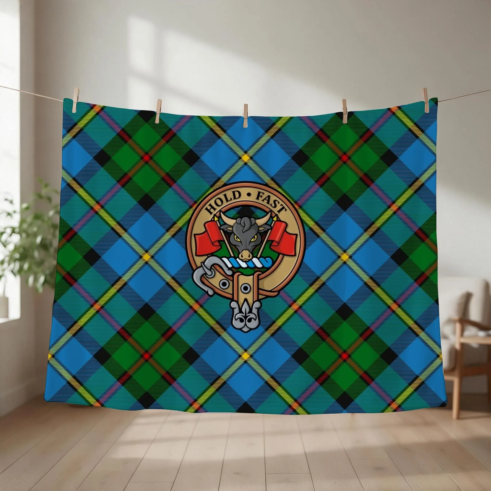 Clan MacLeod Crest Throw Blanket couch cozy soft plush fuzzy picnic outdoor blanket