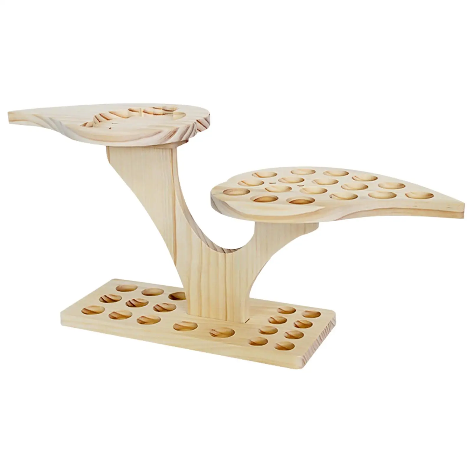 Bamboo Essential Oil Storage Rack Rotating Diffuser Holder Two Tier Wood Organizer for Home Decoration and Aromatic Oils