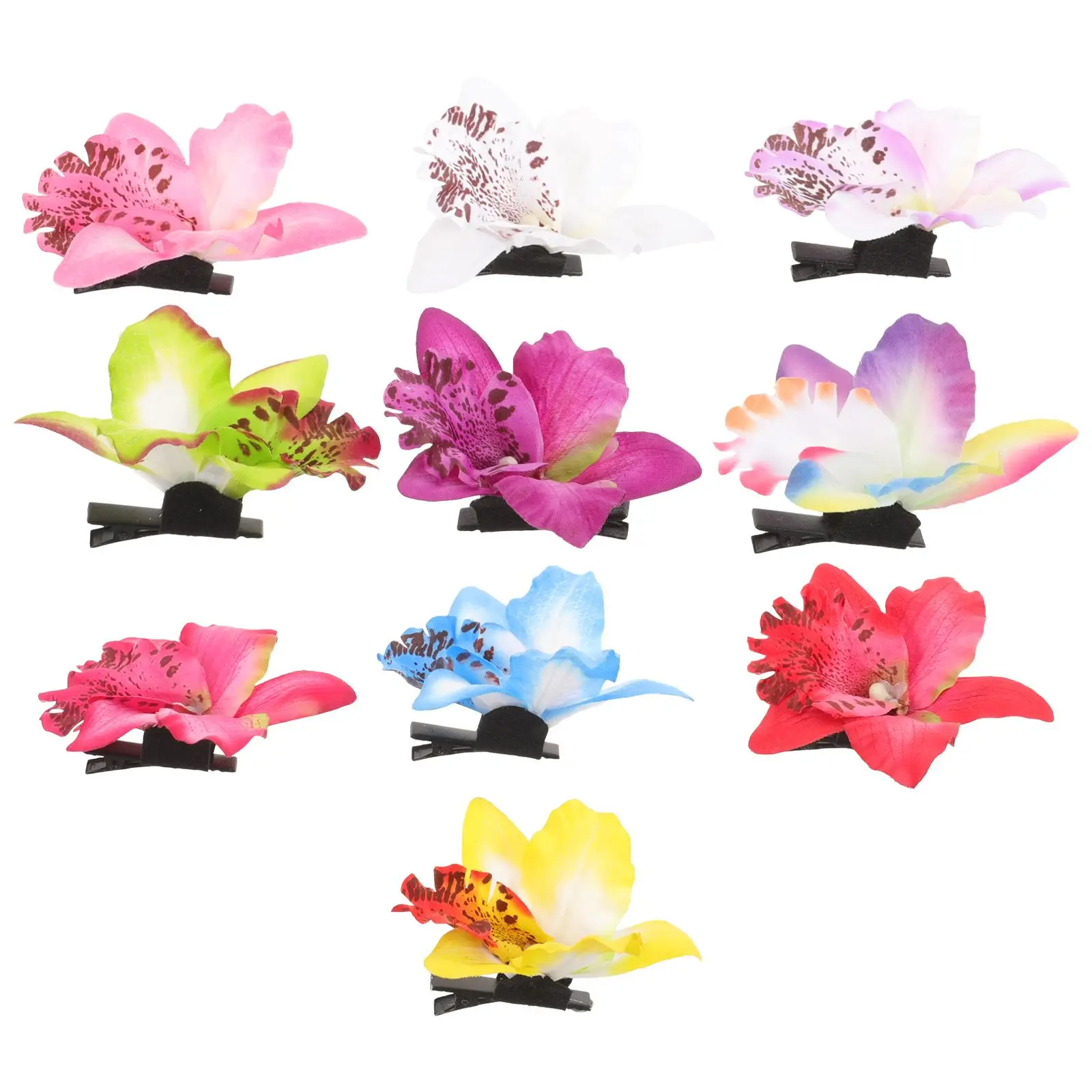 

10 Pcs Orchid Flower Hair Clips Colorful Bride Wedding Party Photo Accessory Women Girls Hair Flowers Barrettes