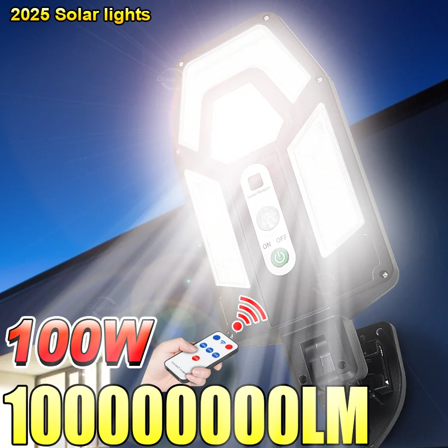 

2025 100W Outdoor Solar Lights ABS Motion Sensor Solar IPX6 Waterproof Security Wall Lighting Patio Garden Door Street Light