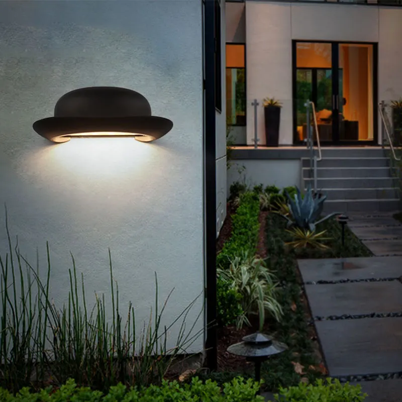 

Indoor/Outdoor 12W LED Wall Sconce Light Fixture Hat Shape Lamp Waterproof Aisle Gatden Gate Living Room Porch 3000K