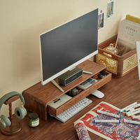 Computer Riser, Multi-Function Desktop Organizer, Wooden Monitor Stand with Storage, Laptop Organizer for Home or Office Desk