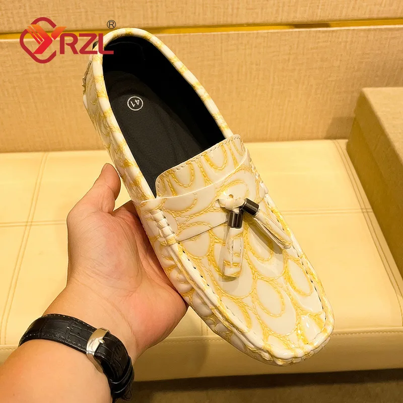 YRZL Black Loafers Men Comfort Moccasins High Quality Tassel Handmade PU Leather Shoes Men Flat Slip on Driving Loafers for Men