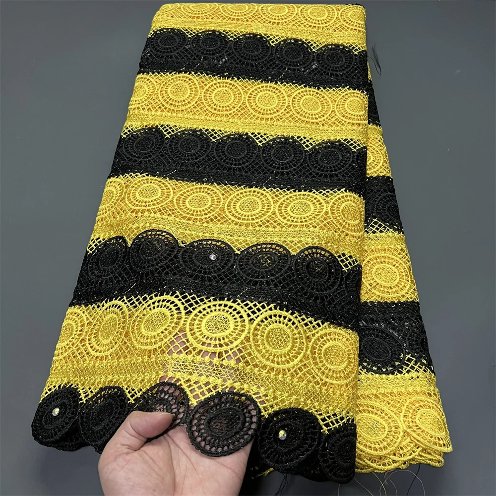 

African Nigerian Tulle Lace, Beaded French Guipure with Sequins Embroidery for Party Gown&Wedding Dress , Bridal Fabric 5 Yards