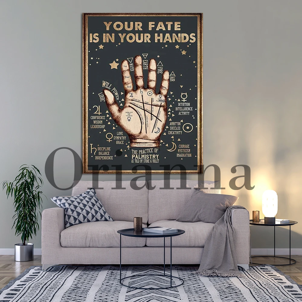 Modern Wall Art Home Decor Hd Print Your Faith Is In Your Hands Palm Readings Palmistry Fortune Telling Retro Canvas Posters