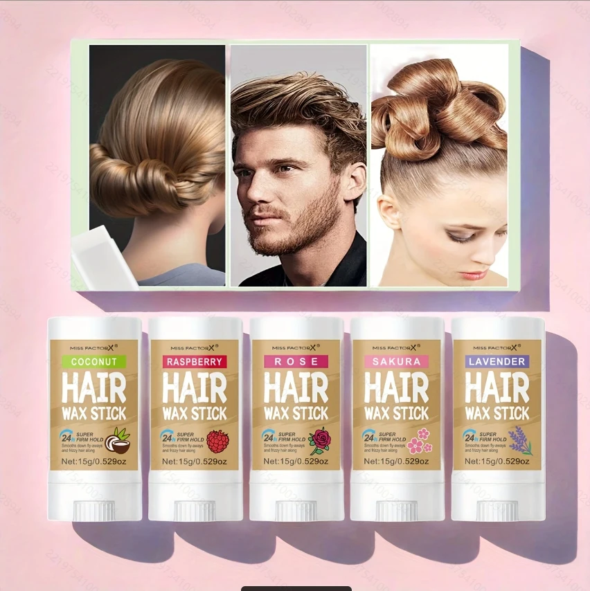 

Набор восковых палочек для волос с 5 вкусами - освежающая восковая палочка для волос - стойкая укладка, подходит для всех причесок, портативных волос