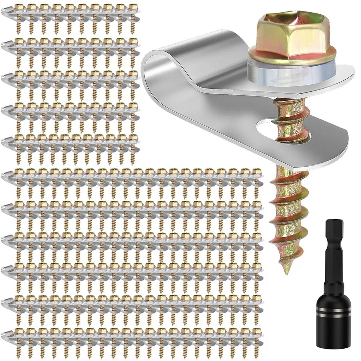 A1533P ~Stainless Steel Wire Fence Clips, Fasteners Post with Wire Fixer, Agricultural Fencing Fence Wire Clamps(200sets)