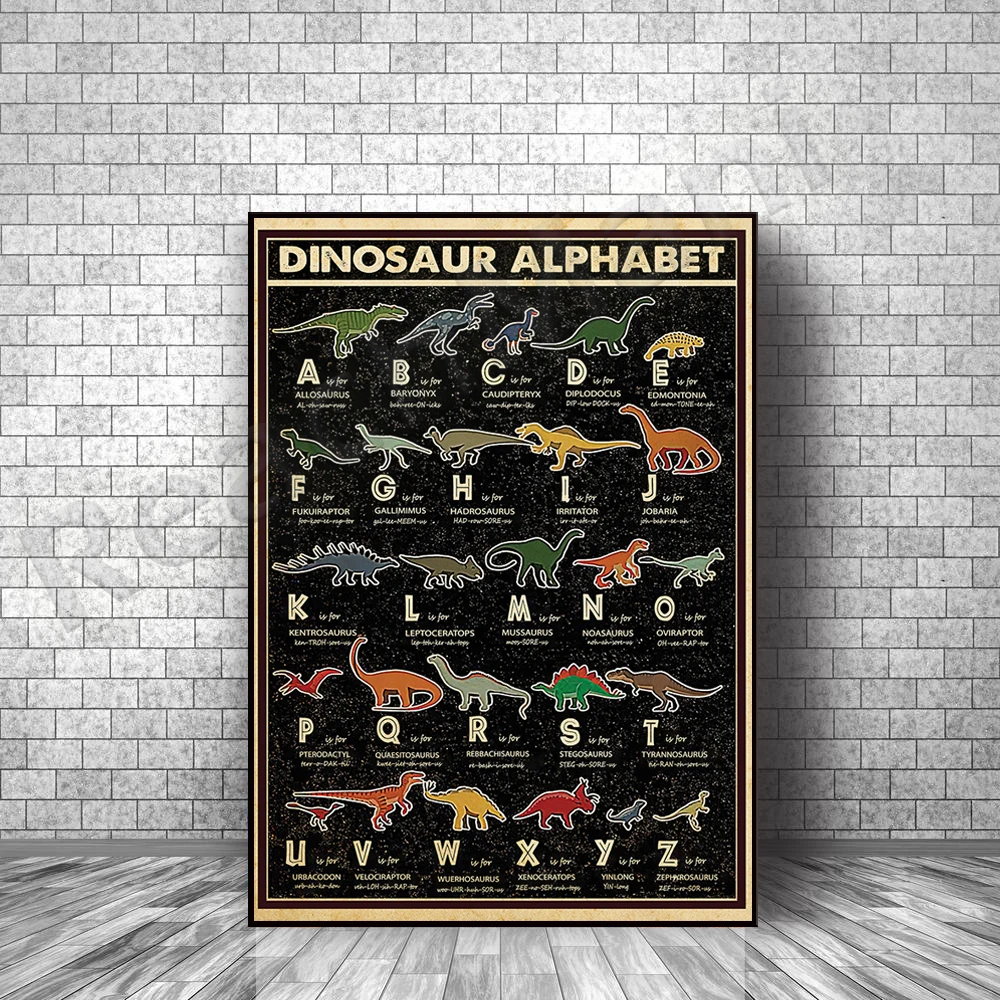 

Dinosaur Alphabet Frameless Poster, Dinosaur Lover Gift, Dinosaur Art Print, Dinosaur Decoration, Dinosaur Wall Art