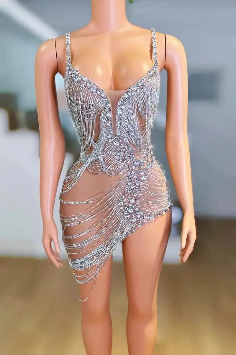 สีดําตัดหรูหราสะโพกกระโปรงวันเกิดอาหารค่ําหรูหราของขวัญกระโปรงบาร์เต้นรําหญิงประสิทธิภาพชุด Robe Femme