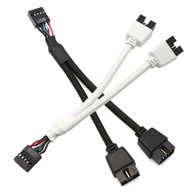 

1pcs USB 2.0 Motherboard Extension Cable 9 Pin 1 Female To 2 Male Y Splitter Adapter Converter For Computer motherboard 15cm