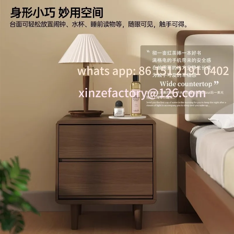 Customizable winter all solid wood bedside table simple modern log style home bedroom small bedside storage cabinet