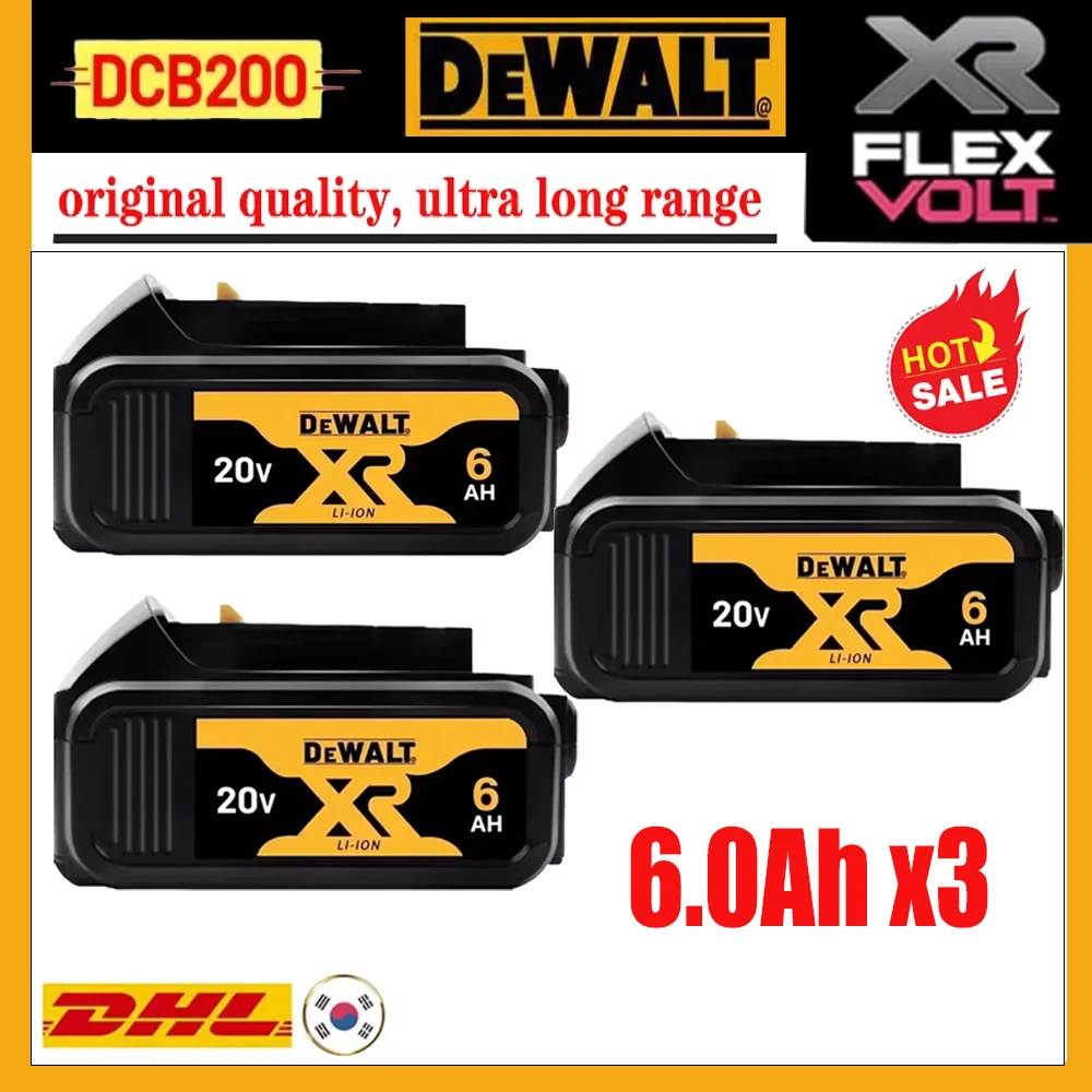 

2024 NEW 100% Original 6000mAh 20V Dewalt Power Tool Battery DCB20620V 6.0Ah Battery DcB206 20V Battery DCB205 DCB200 DCB204-2