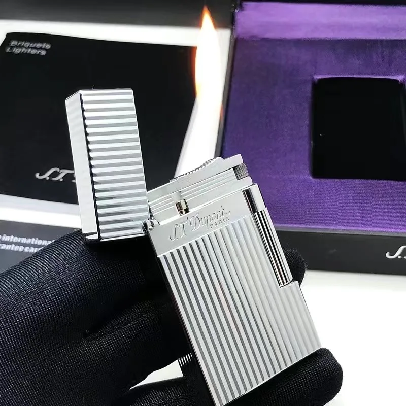 S.T. Dupont L2 Vintage Silver, Golden Stripe Line Lighter Collection