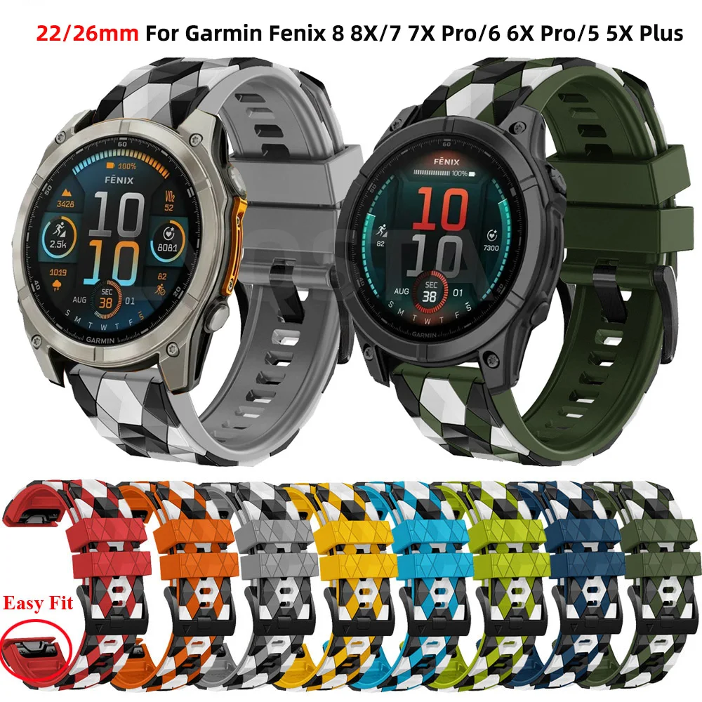 Correa de silicona para reloj inteligente, pulsera de liberación rápida de 22mm y 26mm para Garmin Fenix 8, 7, 7X Pro, 47mm, 51mm, 6, 6X Pro, E Enduro 3