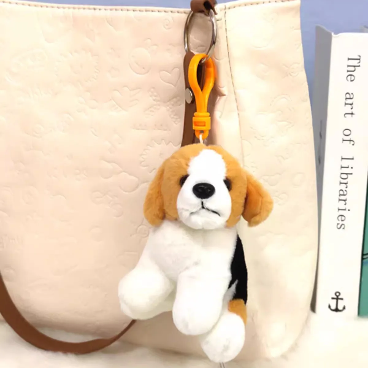 Dog Beagle Rottweiler Puppy Pendant Bag Decoration Family Pet Plush Toy Stuffed Doll Cartoon Animal Key Ring Chain Boy Girl Gift