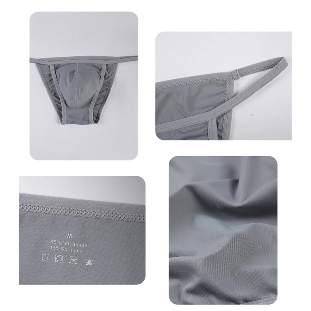 Roupa interior sem costura masculina cuecas homem bolsa bulge string tanga g-string transparente ultra-fino biquíni nádegas