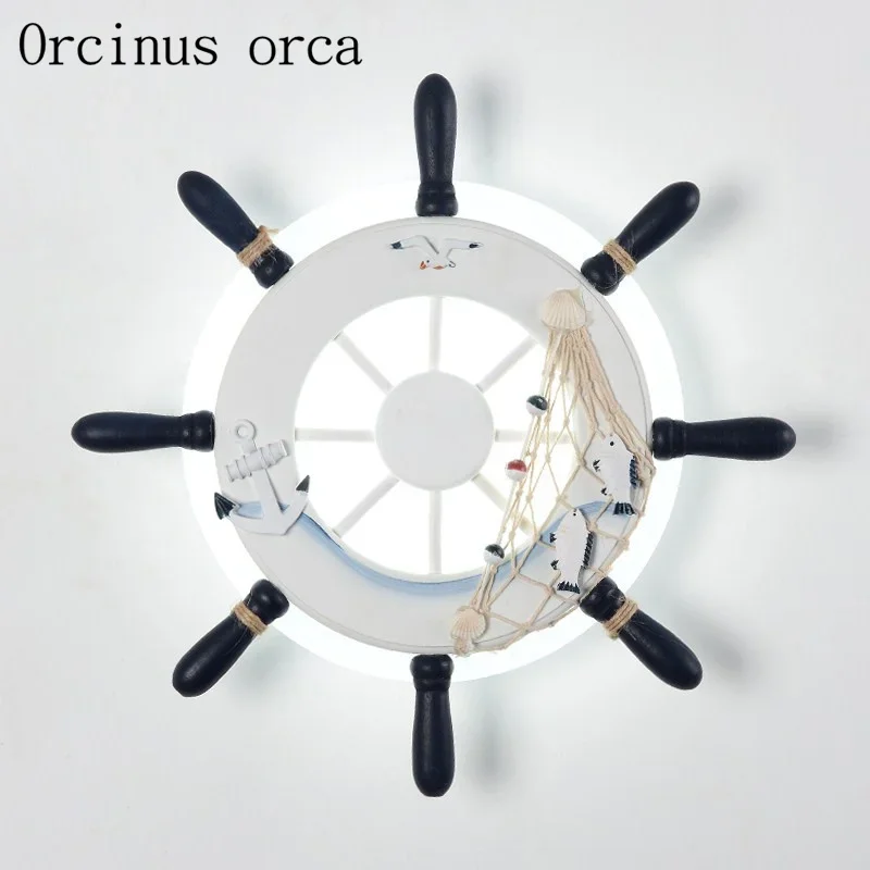 Mediterranean rudder wall lamp men's Girl children's room aisle balcony simple creative decorative cartoon wall lamp