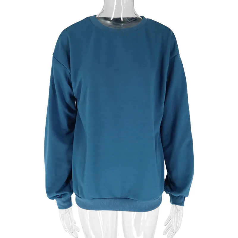 Otoño nuevo sin Sudadera con capucha mujer ropa de calle moda manga larga Patchwork cuello redondo pulóver señora versátil tejido Casual ropa delgada