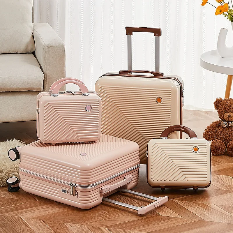 New Travel Suitcase Set,Female 18 Inch Small Portable Password Boarding Case,Mute Universal Wheel Carry on Trolley Luggage Set