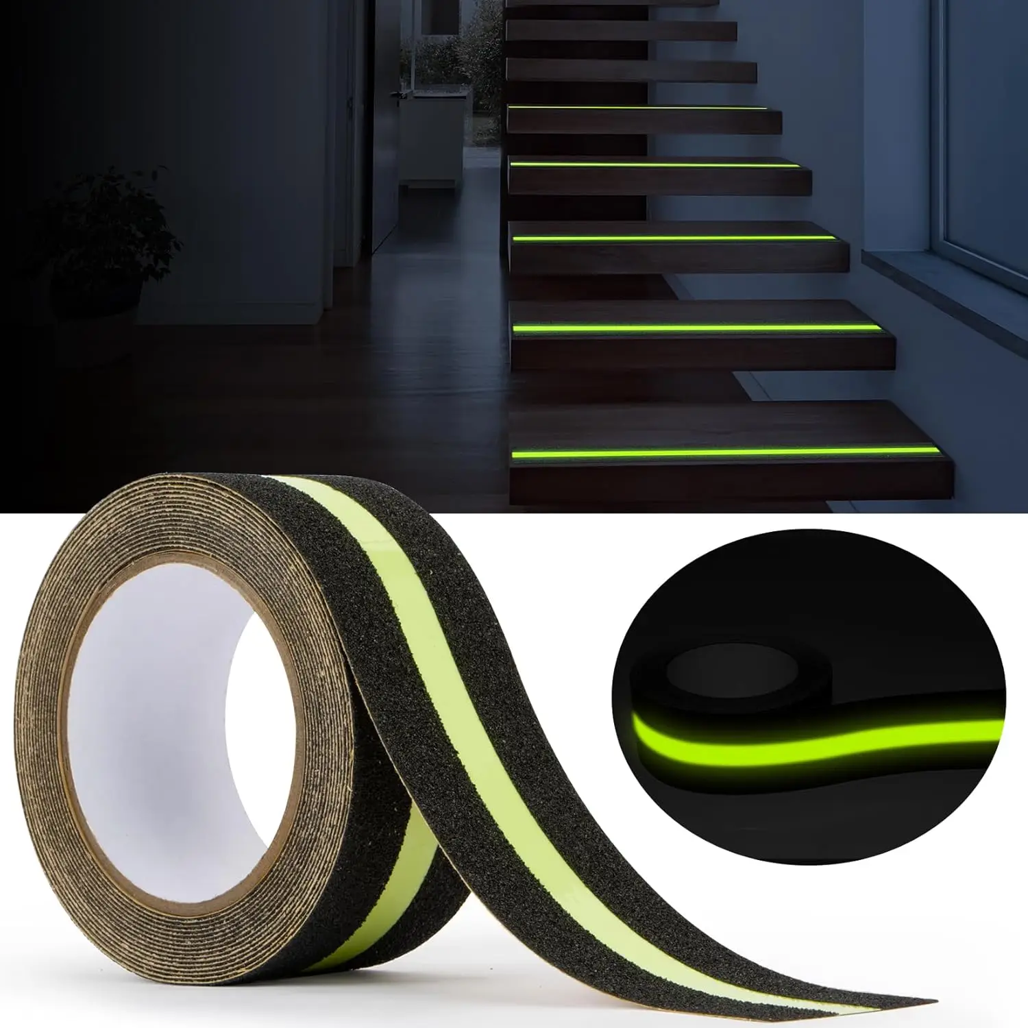 Luminous Anti Slip Tape, Heavy-Duty Stair Safety Strip, Suitable for Outdoor or Indoor Steps, 2-Inch X 16.4-Foot Anti Slip Tape