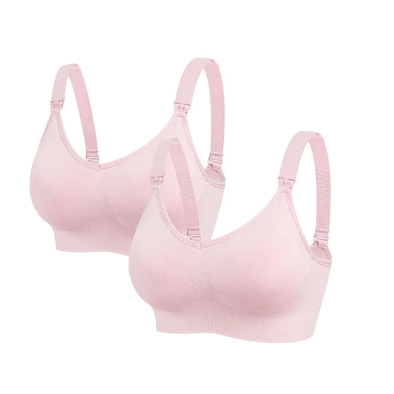 2pcs/Lot Maternity Wireless Front Open Nursing Bra Women\'s Breathable Seamless Breastfeeding Bras Pregnant  Mom Clothing