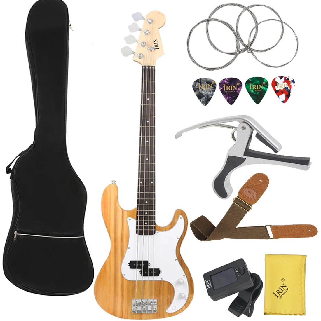 4 Strings Electric Bass Guitar 20 Frets Basswood Body Bass Guitarra with Bag Strings Tuner Cable Capo Strap Guitar Parts