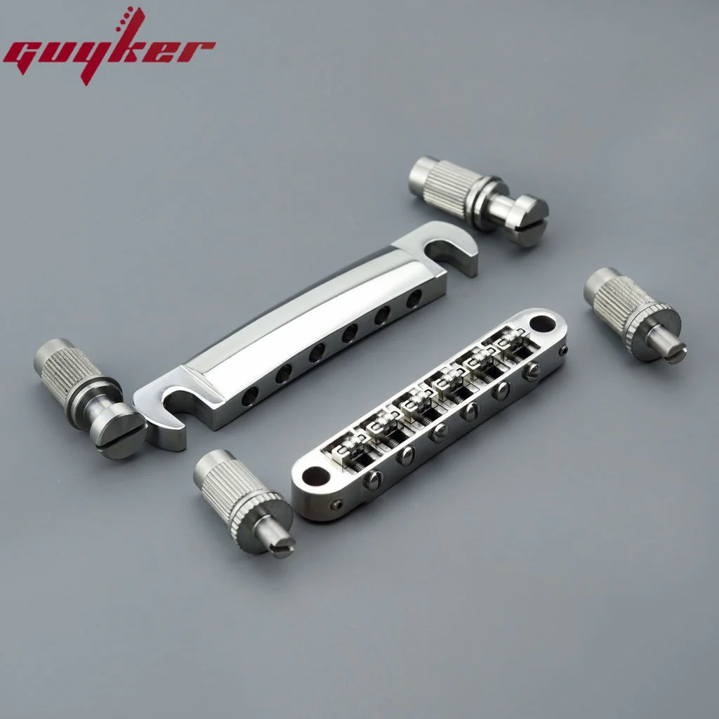 Guyker Titanium Alloy Tune-O-Matic Roller Saddle Guitar Bridge +Guitar Stop Bar Tailpiece with Anchors for LP SG Guitars